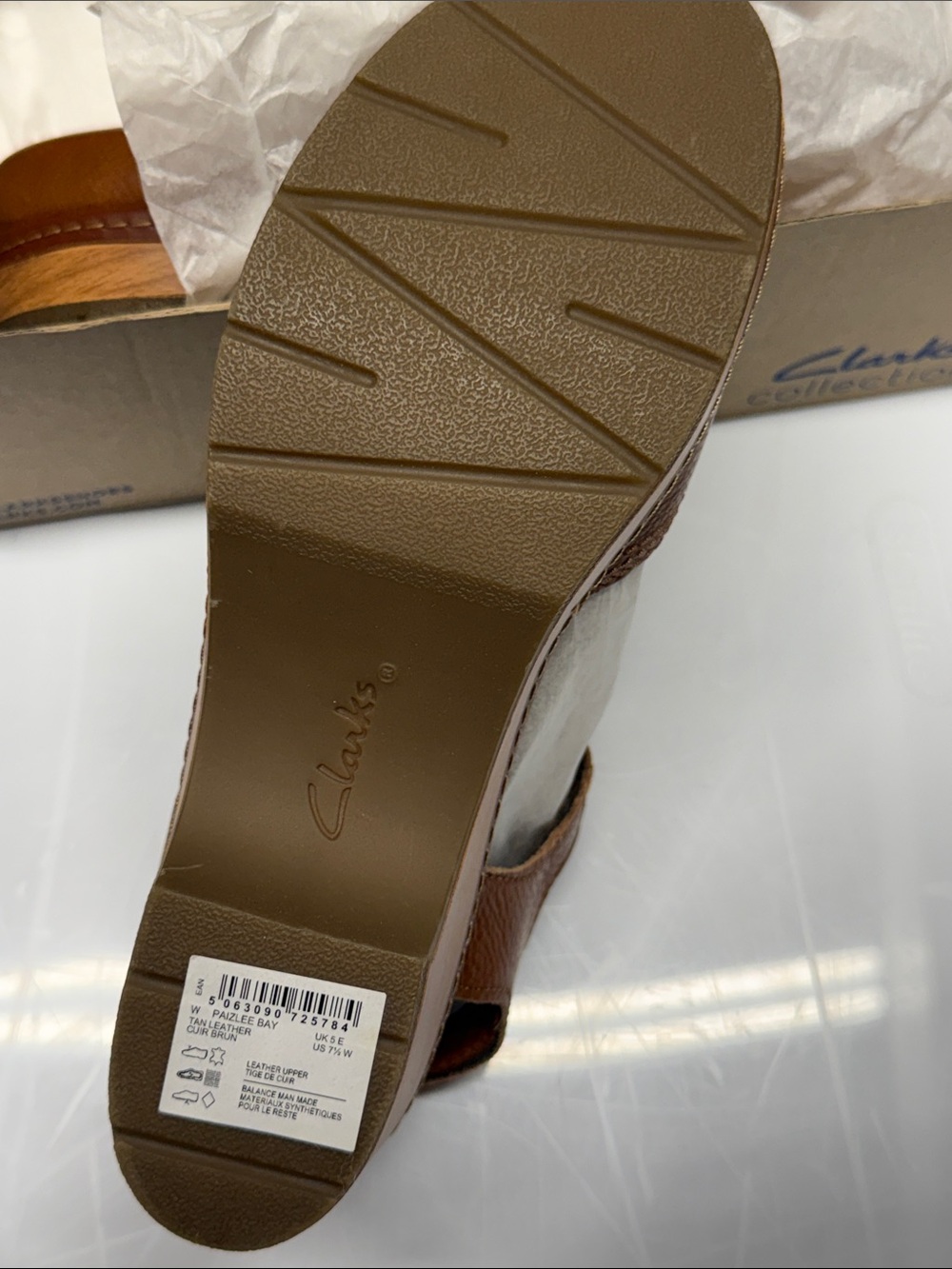 Clarks PAIZLEE BAY Tan Brown Leather Mary Jane Clog Mule SZ 7.5W - Picture 5 of 9